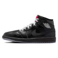 Air Jordan 1 Mid SE Black Metallic Silver sneakers available in Rwanda