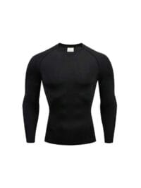 Men’s long-sleeve black compression shirt for training, gym, and outdoor sports