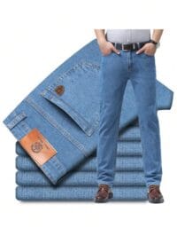 Men’s Casual Business Jeans Pants – Soft, Thin & Comfortable Solid Color Trousers