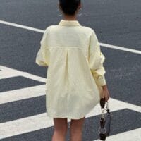 Yellow Embroidered Striped Blouse Shirt