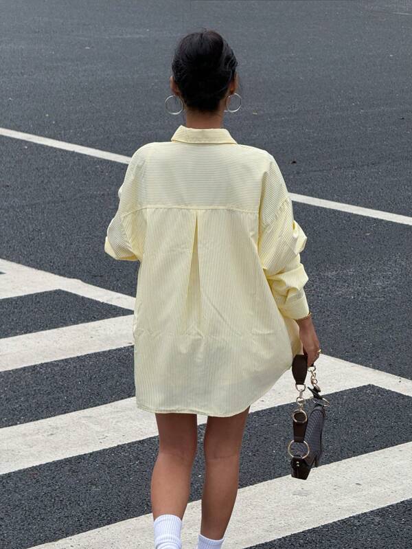 Yellow Embroidered Striped Blouse Shirt