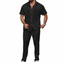 Men’s Crocket Vest & Pants Set – Classic Knitted Two-Piece