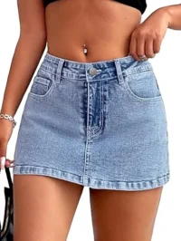 High Waist Denim Skort