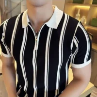 Men’s striped knitted polo shirt casual wear Rwanda