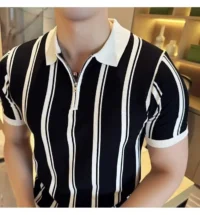 Men’s striped knitted polo shirt casual wear Rwanda