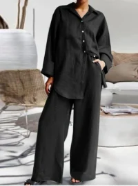 Mulvari Patched Pocket Drop Shoulder Shirt & Wide Leg Pants