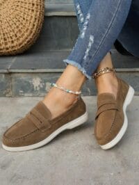 Women’s Slip On Loafers – Flat Formal Shoes with Decorative Strap