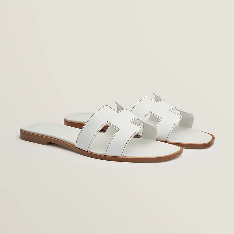 Women’s Oran Sandals – Classic Flat Leather Slides for Summer Elegance